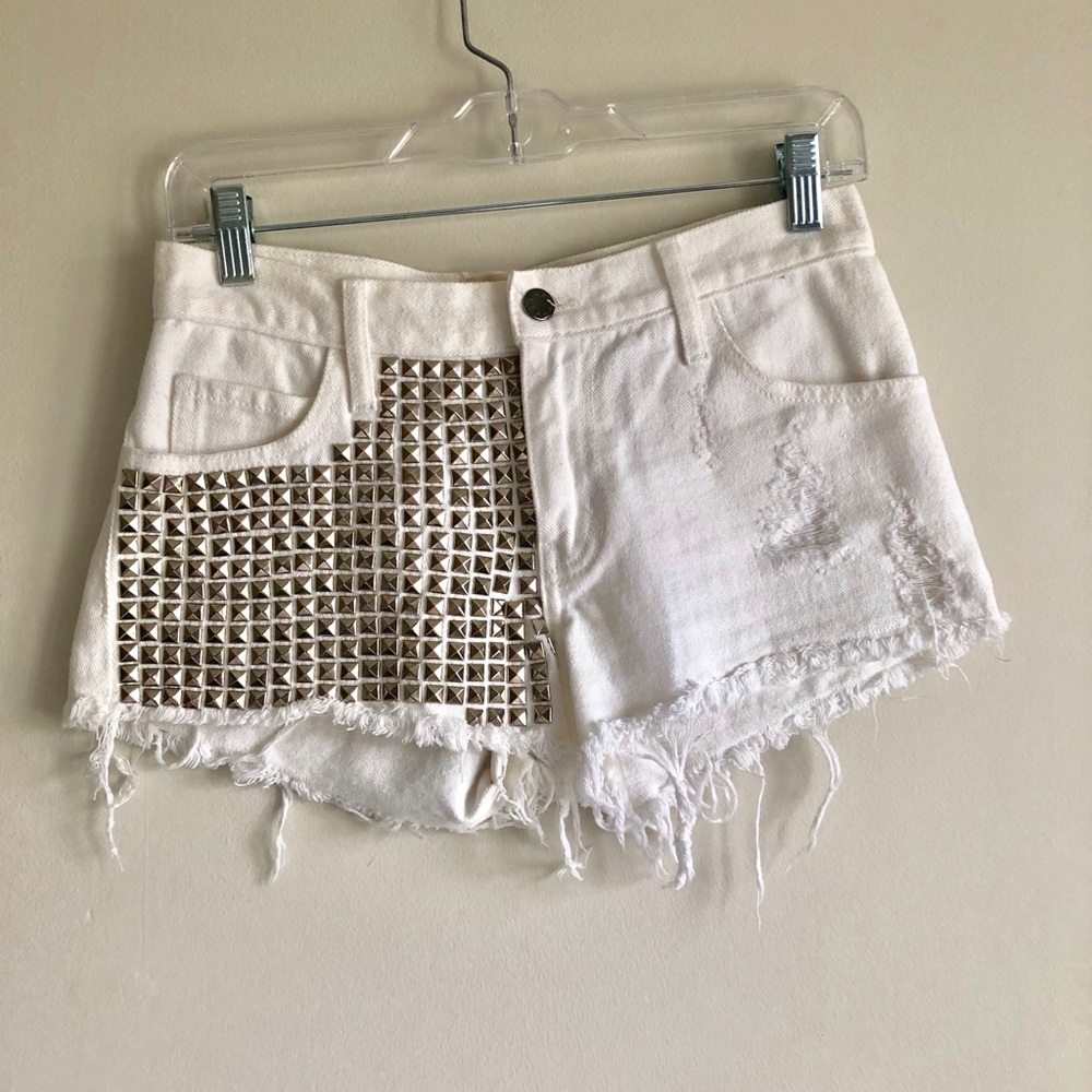 White shorts with studs by Satine with Max Rich